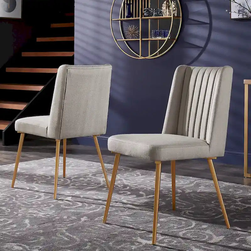 Chaise de salle à manger en tissu au fini doré