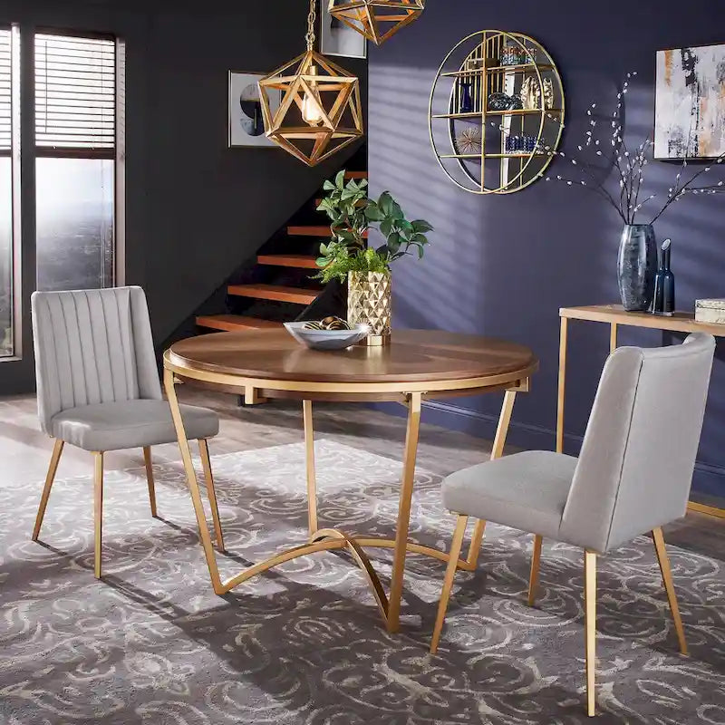 Chaise de salle à manger en tissu au fini doré