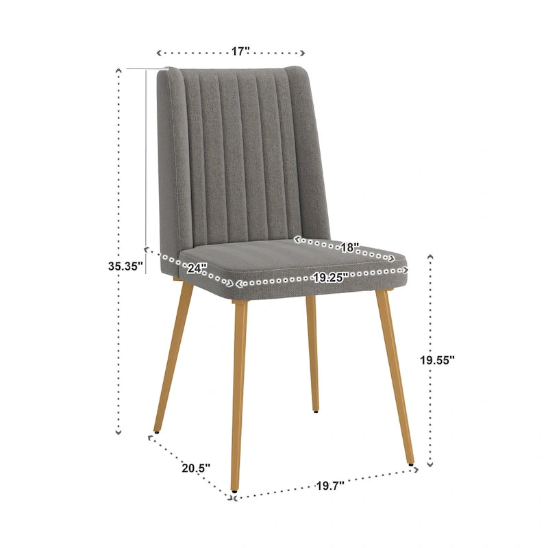 Chaise de salle à manger en tissu au fini doré