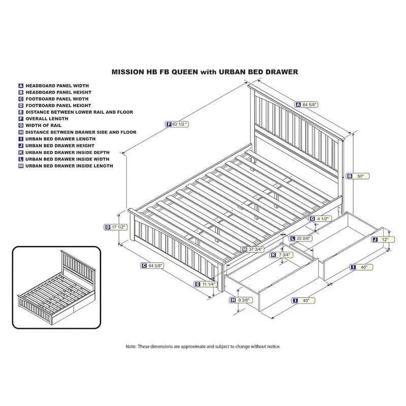 Lit plateforme gris avec pied de lit assorti et deux tiroirs