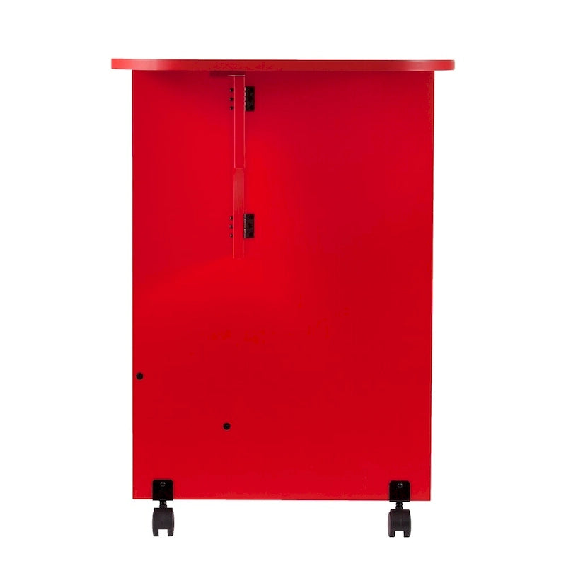 Table de couture/station de bricolage pliante roulante rouge de style campagnard