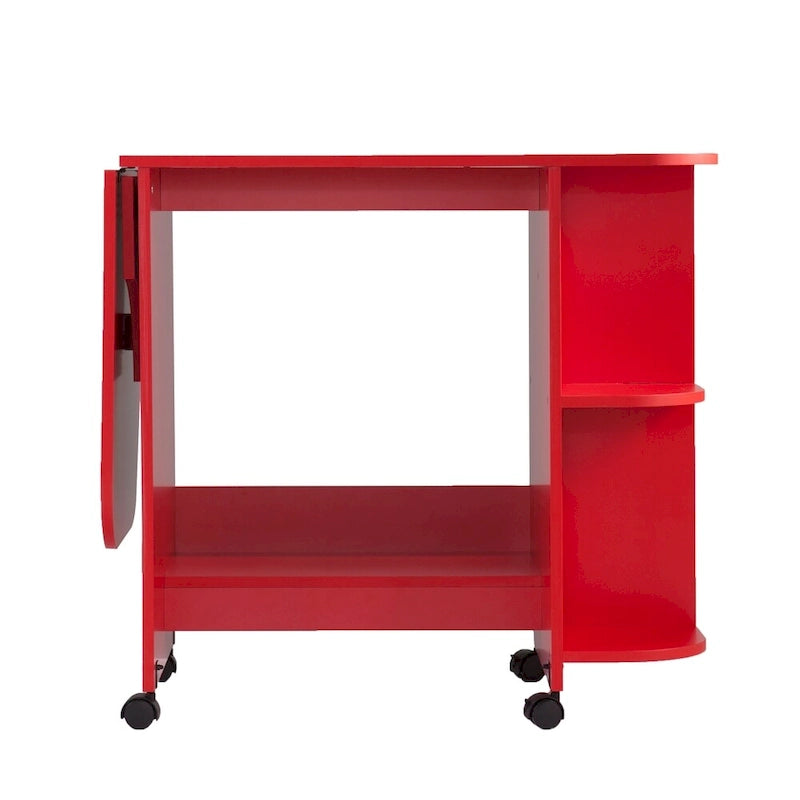 Table de couture/station de bricolage pliante roulante rouge de style campagnard