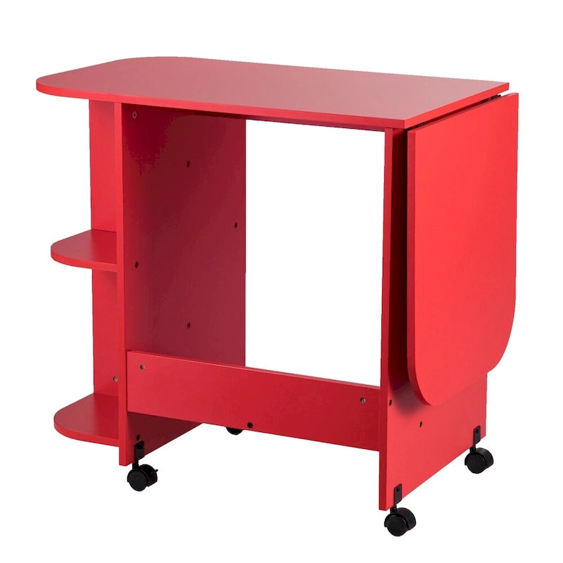 Table de couture/station de bricolage pliante roulante rouge de style campagnard
