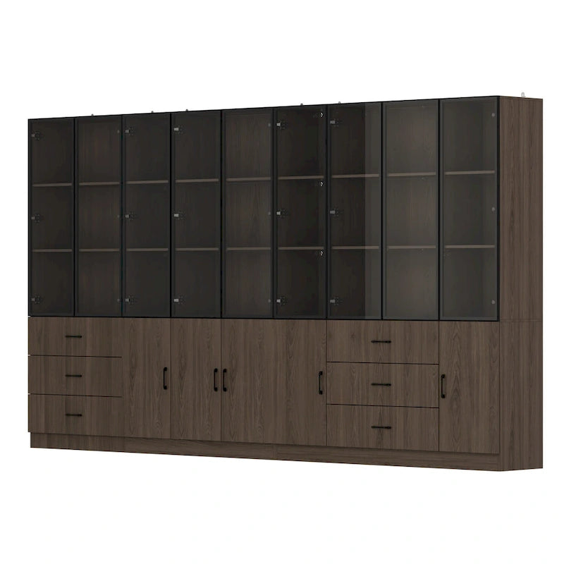 Meuble luminaire personnalisable en aluminium et verre pour buffet/bibliothèque