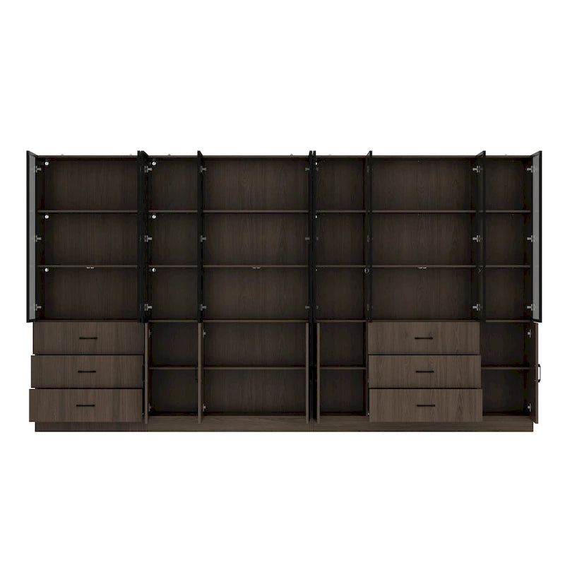 Meuble luminaire personnalisable en aluminium et verre pour buffet/bibliothèque