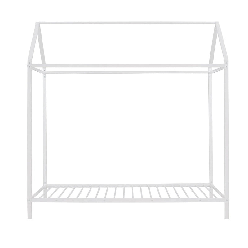Lit cabane taille double, lit plateforme en métal pour enfants, lit au sol pour garçons et filles, sommier tapissier non requis