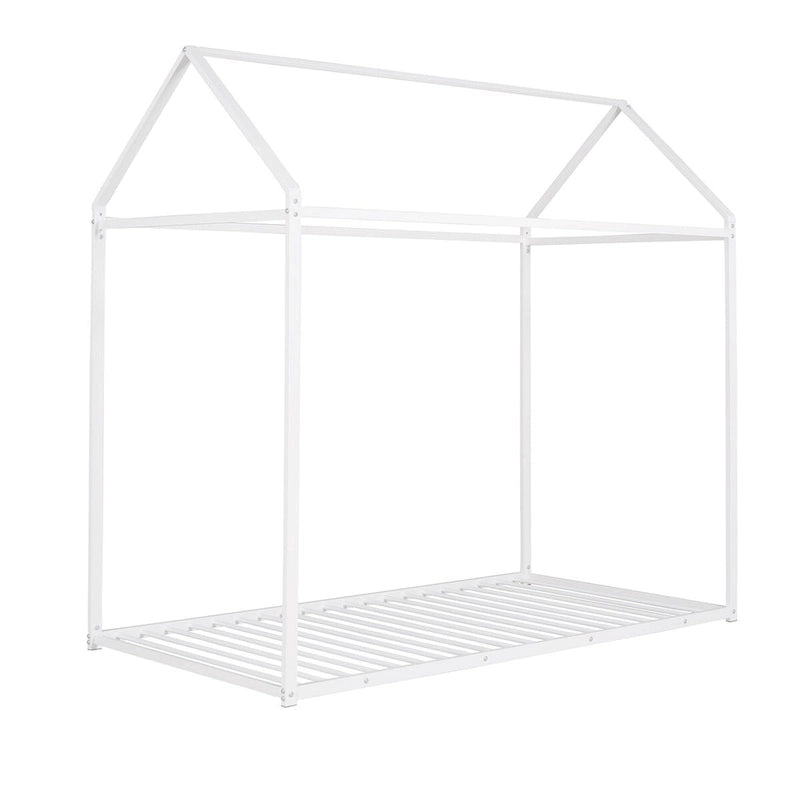 Lit cabane taille double, lit plateforme en métal pour enfants, lit au sol pour garçons et filles, sommier tapissier non requis