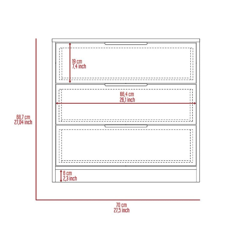 Commode à 3 tiroirs, Plateau supérieur