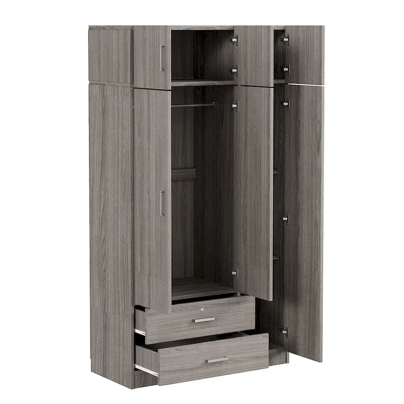 Armoire à miroirs avec 2 tiroirs et meuble haut