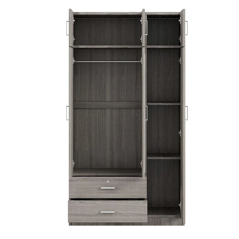Armoire à miroirs avec 2 tiroirs et meuble haut
