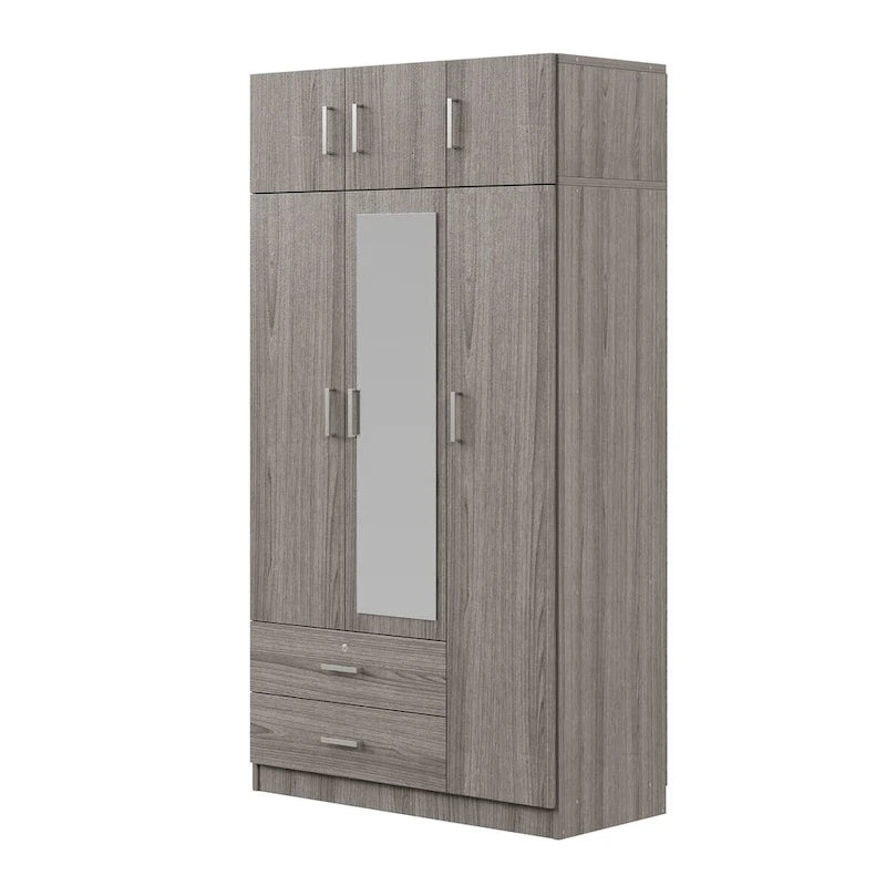 Armoire à miroirs avec 2 tiroirs et meuble haut