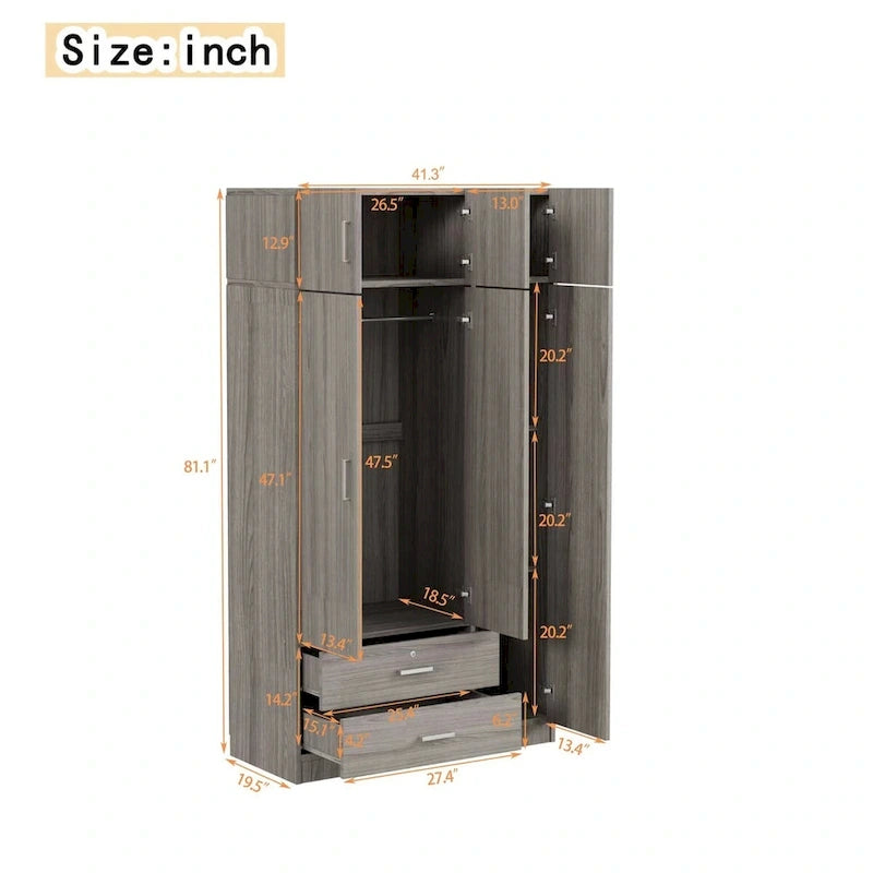 Armoire à miroirs avec 2 tiroirs et meuble haut