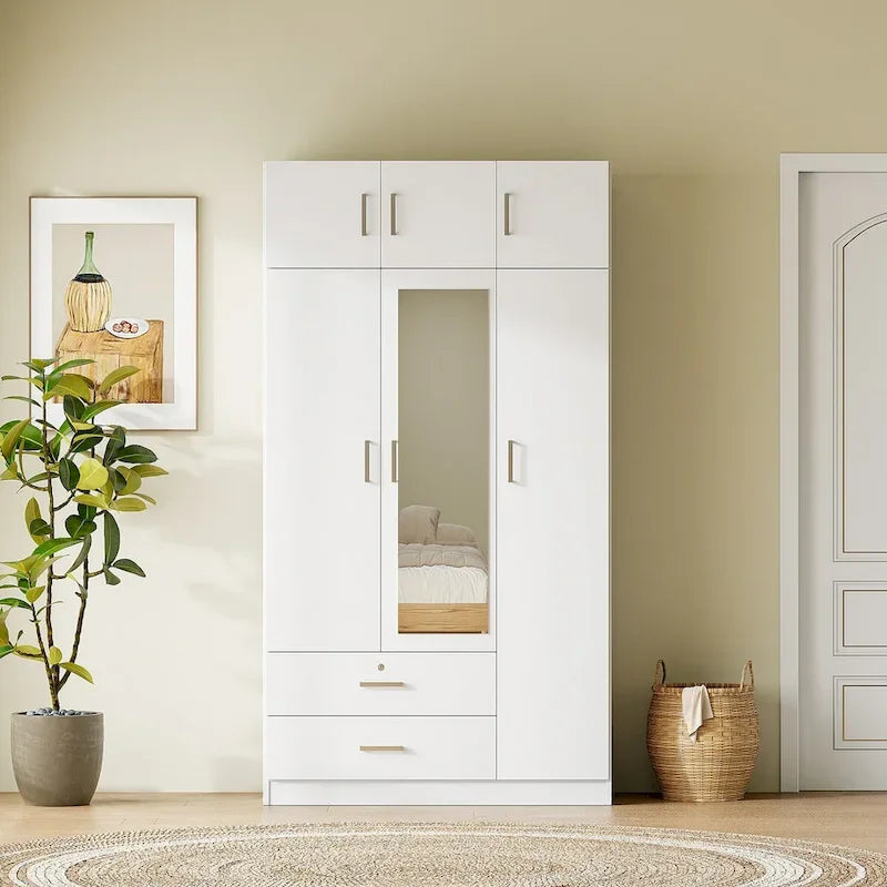Armoire à miroirs avec 2 tiroirs et meuble haut