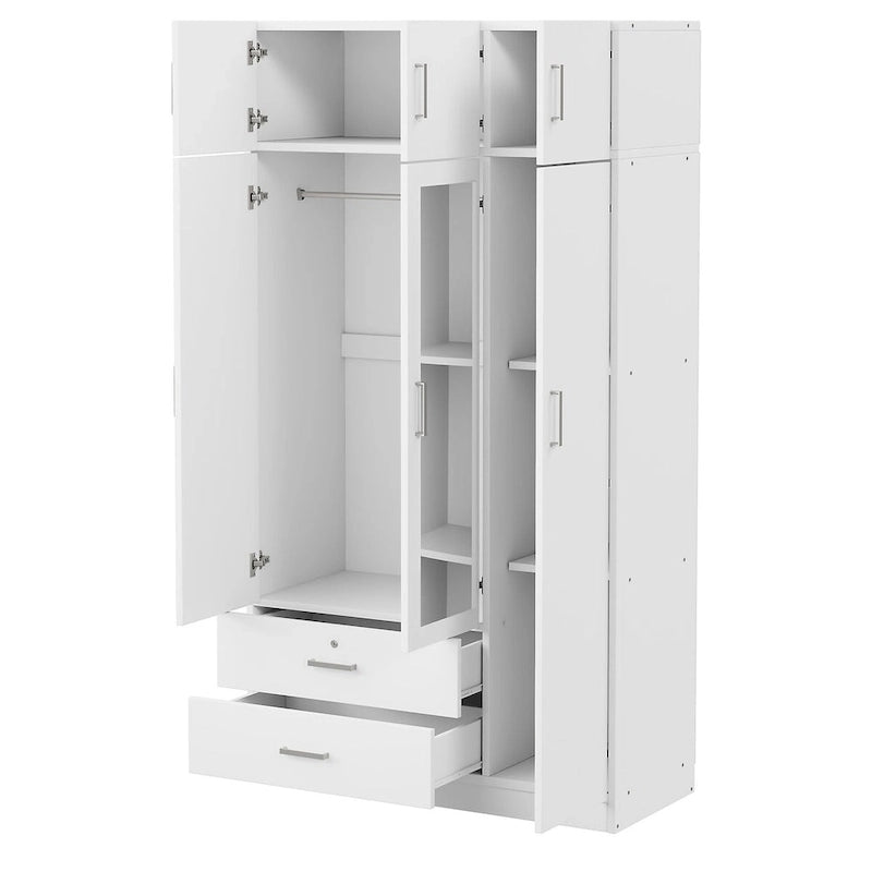 Armoire à miroirs avec 2 tiroirs et meuble haut