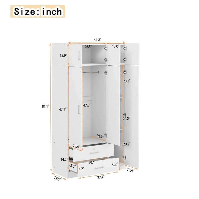 Armoire à miroirs avec 2 tiroirs et meuble haut