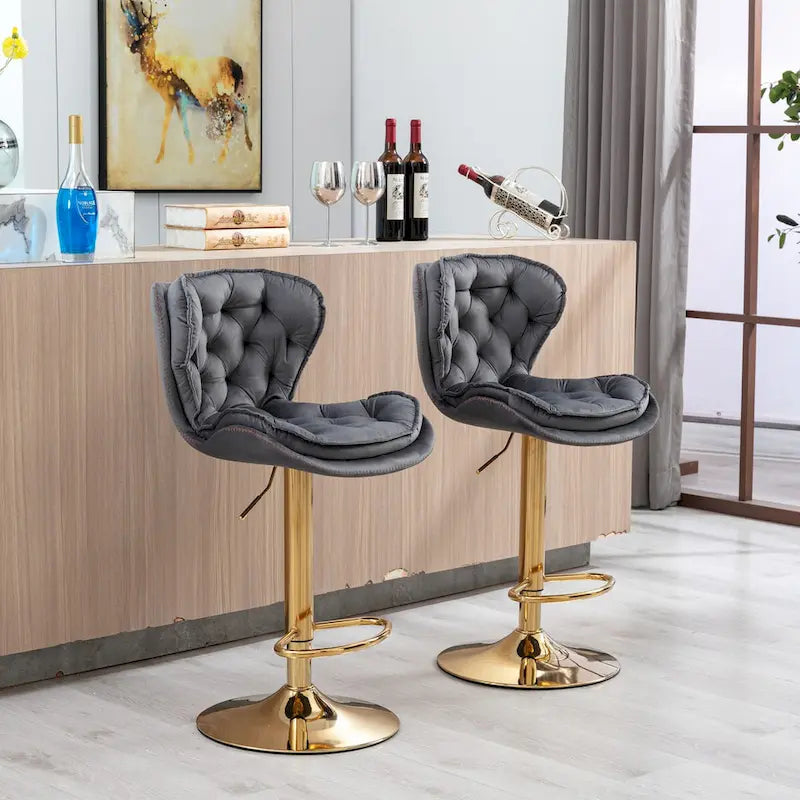 Tabourets de bar rembourrés sans accoudoirs réglables en hauteur avec repose-pieds