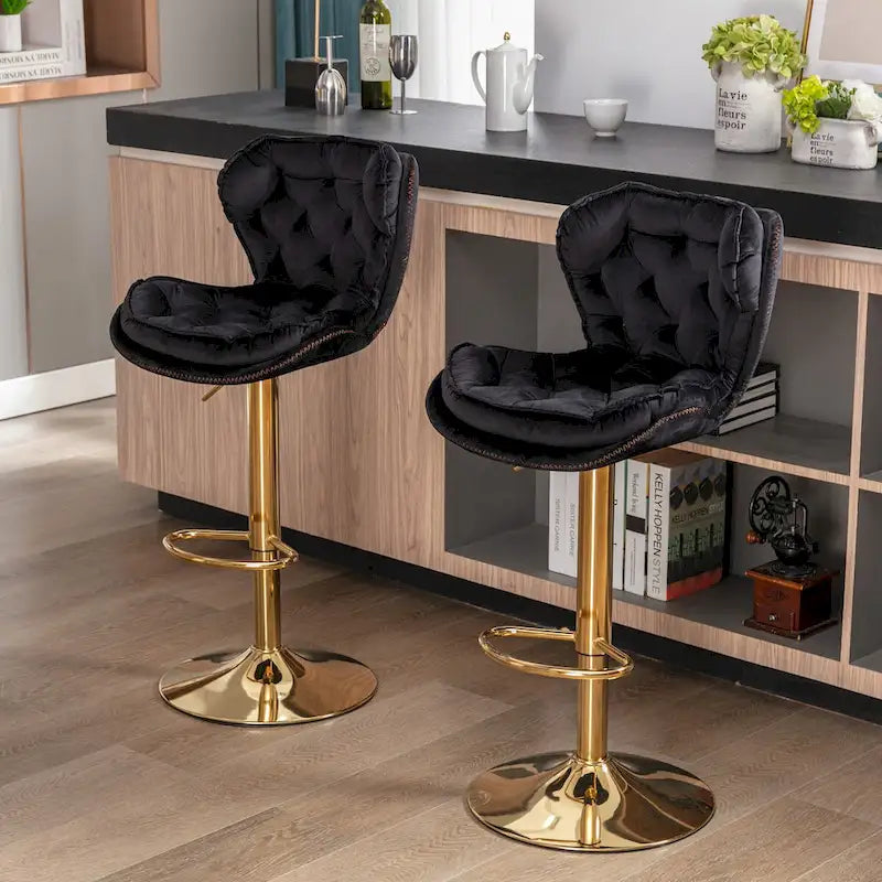 Tabourets de bar rembourrés sans accoudoirs réglables en hauteur avec repose-pieds