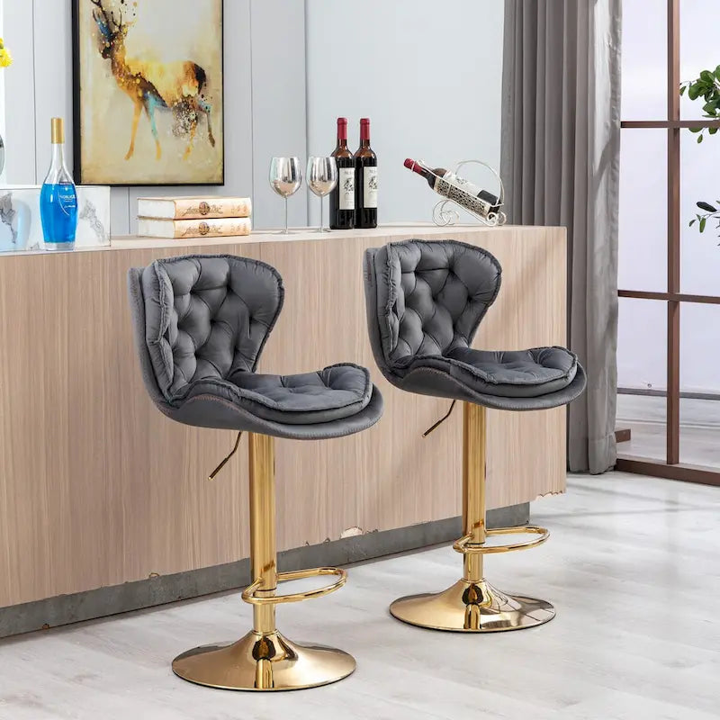 Tabourets de bar rembourrés sans accoudoirs réglables en hauteur avec repose-pieds