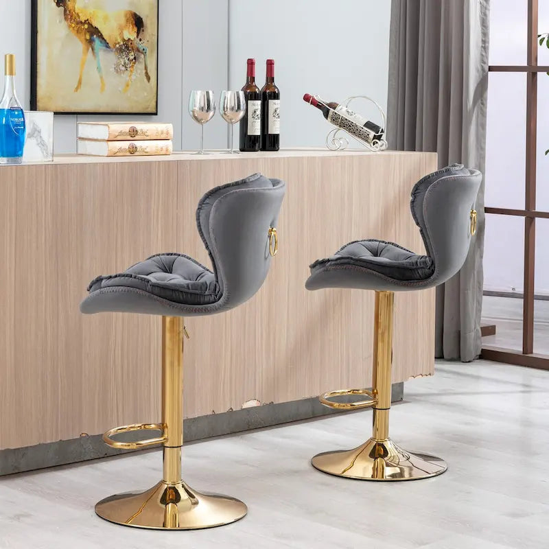 Tabourets de bar rembourrés sans accoudoirs réglables en hauteur avec repose-pieds