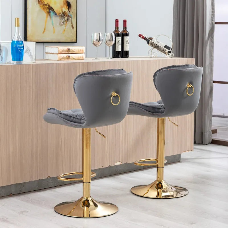 Tabourets de bar rembourrés sans accoudoirs réglables en hauteur avec repose-pieds