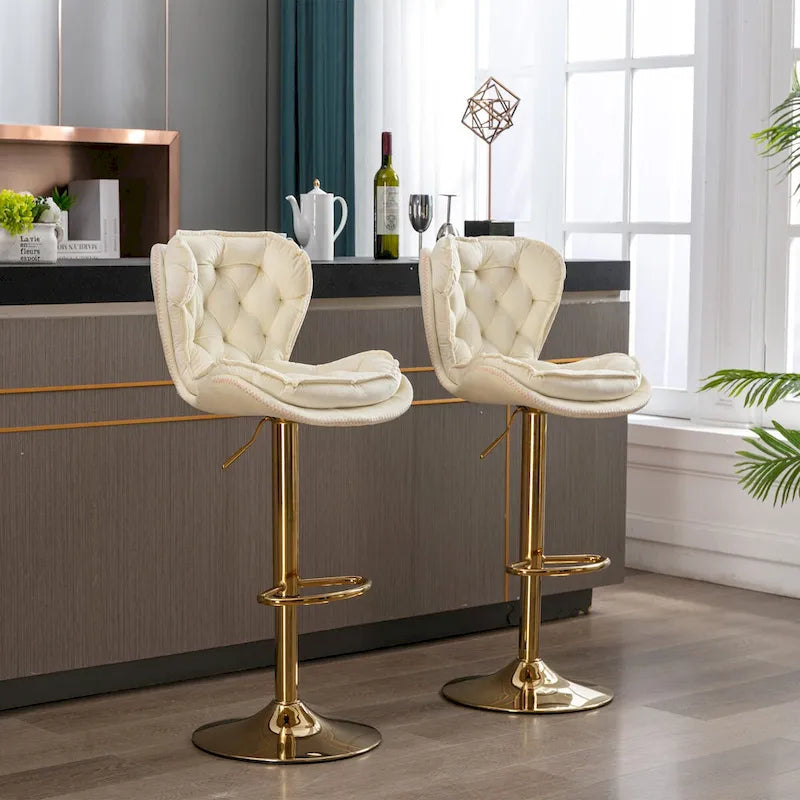 Tabourets de bar rembourrés sans accoudoirs réglables en hauteur avec repose-pieds