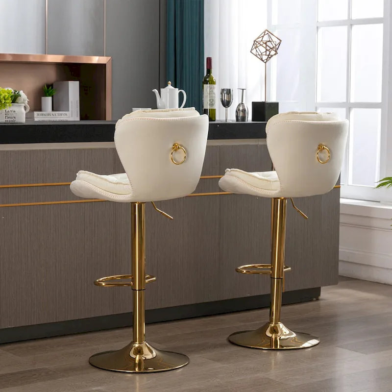 Tabourets de bar rembourrés sans accoudoirs réglables en hauteur avec repose-pieds