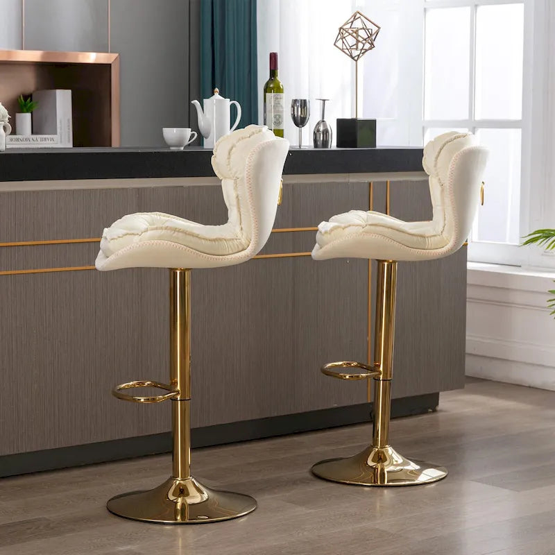 Tabourets de bar rembourrés sans accoudoirs réglables en hauteur avec repose-pieds