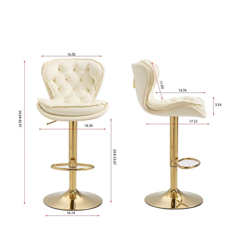 Tabourets de bar rembourrés sans accoudoirs réglables en hauteur avec repose-pieds