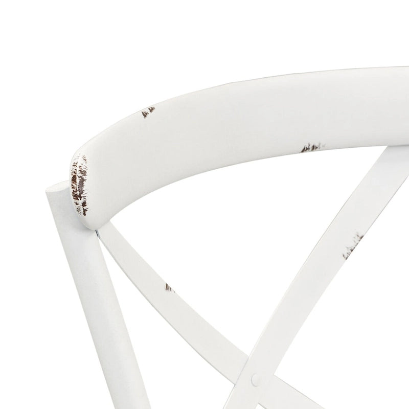 Chaise d'appoint à dossier en X en métal vieilli de la série Vintage - Blanc antique