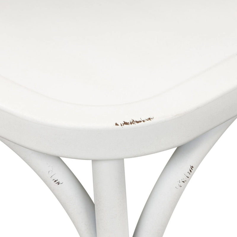 Chaise d'appoint à dossier en X en métal vieilli de la série Vintage - Blanc antique