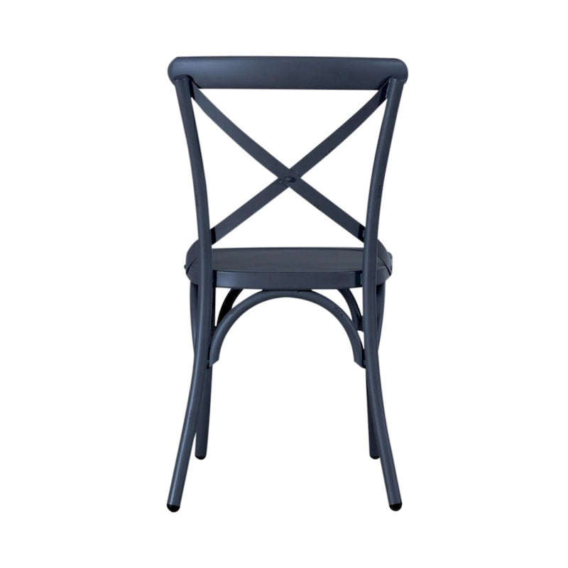 Chaise d'appoint à dossier en X en métal vieilli de la série Vintage - Blanc antique