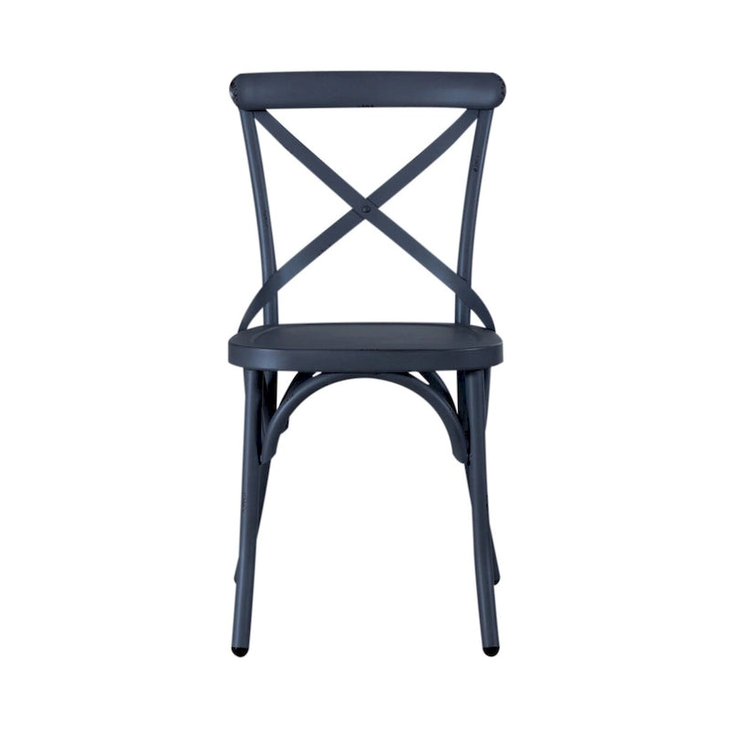 Chaise d'appoint à dossier en X en métal vieilli de la série Vintage - Blanc antique