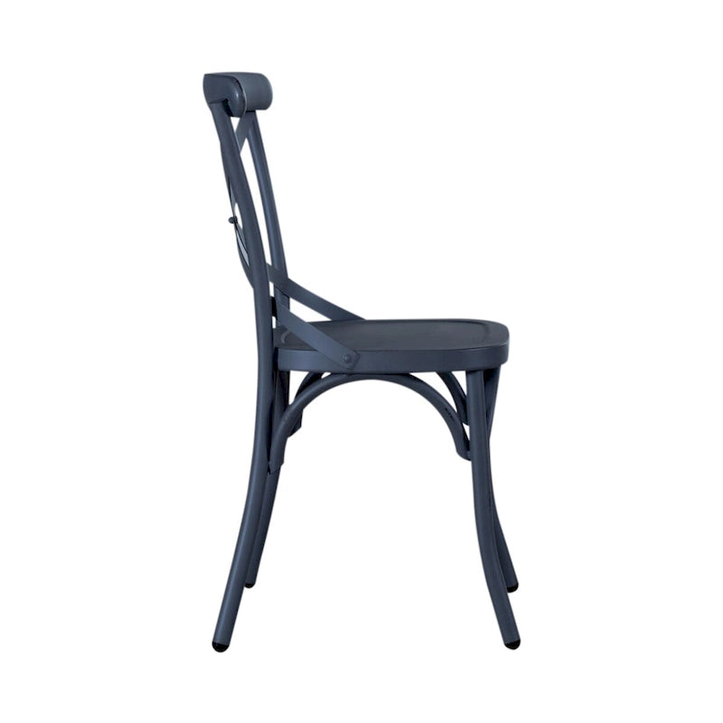 Chaise d'appoint à dossier en X en métal vieilli de la série Vintage - Blanc antique