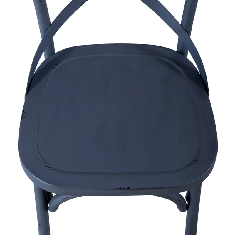 Chaise d'appoint à dossier en X en métal vieilli de la série Vintage - Blanc antique