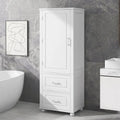 61 Armoire de salle de bain haute en bois à 1 porte avec tiroirs et étagères réglables