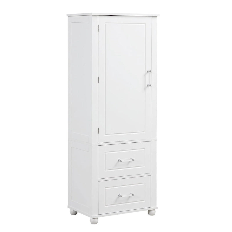61 Armoire de salle de bain haute en bois à 1 porte avec tiroirs et étagères réglables