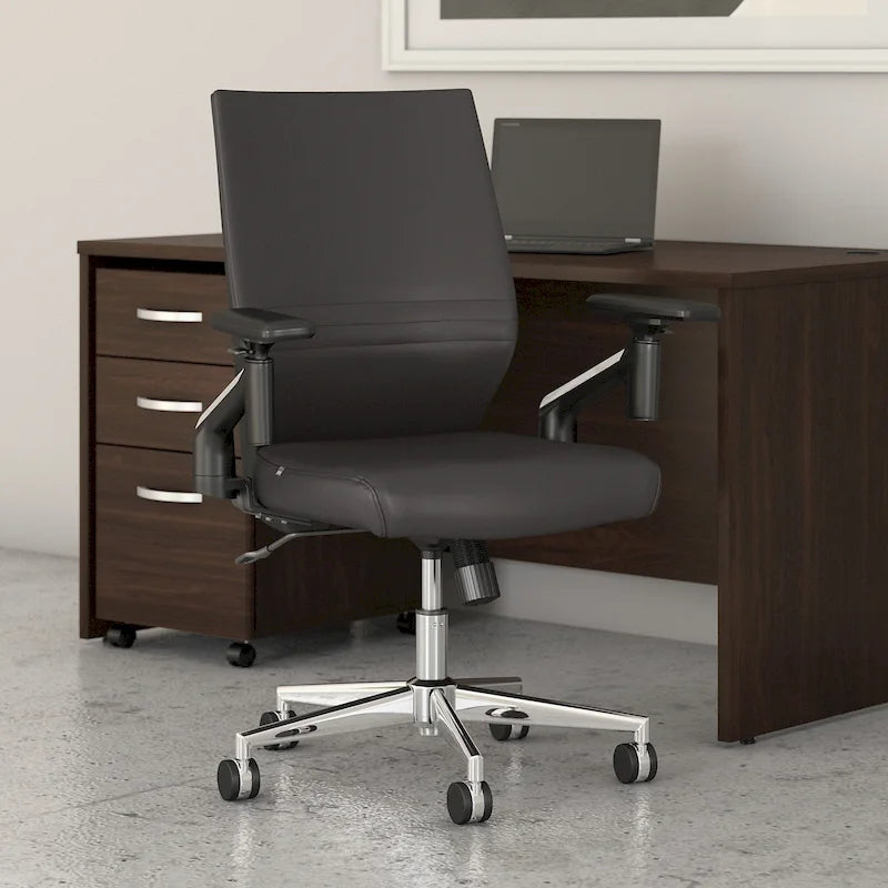 Fauteuil de bureau en cuir à dossier mi-haut