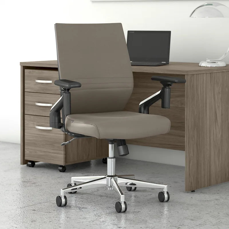 Fauteuil de bureau en cuir à dossier mi-haut