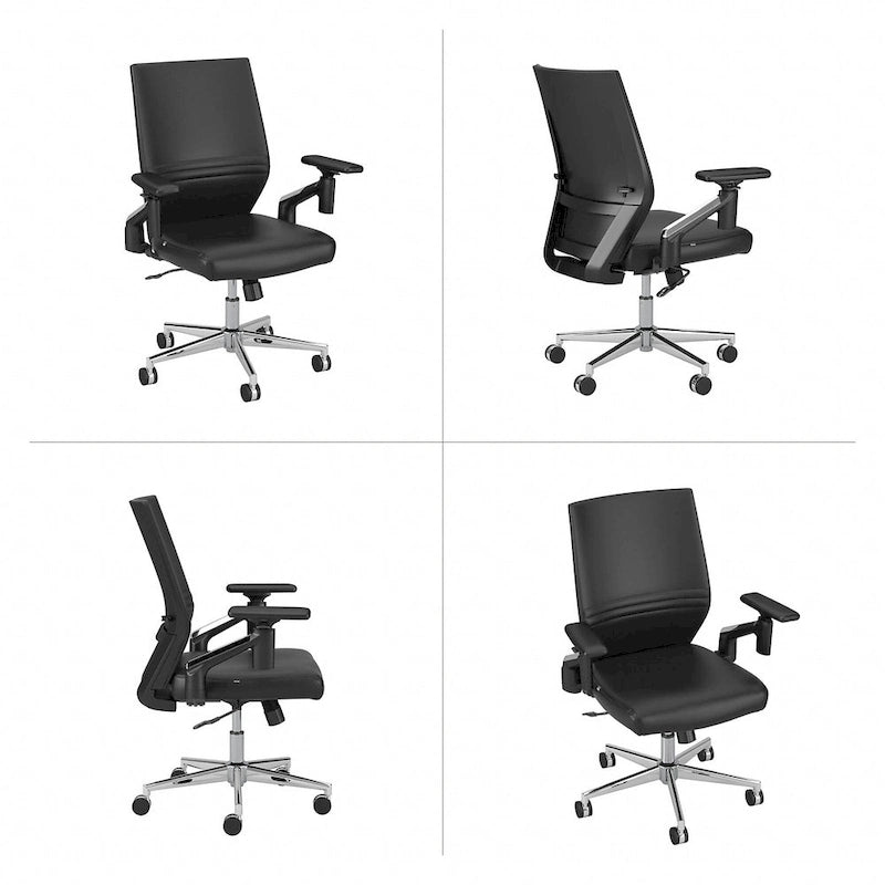 Fauteuil de bureau en cuir à dossier mi-haut