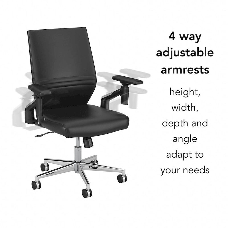 Fauteuil de bureau en cuir à dossier mi-haut