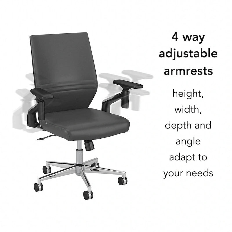 Fauteuil de bureau en cuir à dossier mi-haut