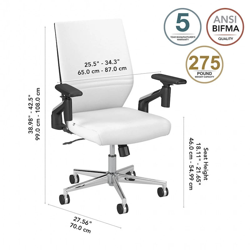 Fauteuil de bureau en cuir à dossier mi-haut
