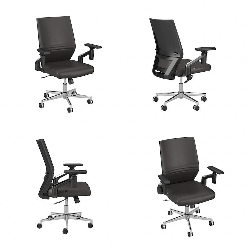 Fauteuil de bureau en cuir à dossier mi-haut
