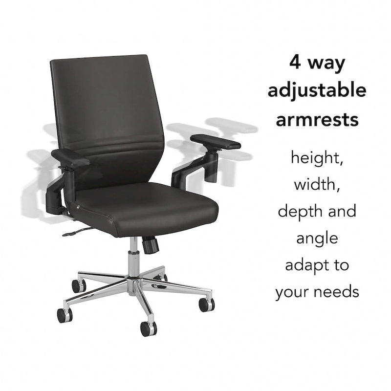 Fauteuil de bureau en cuir à dossier mi-haut